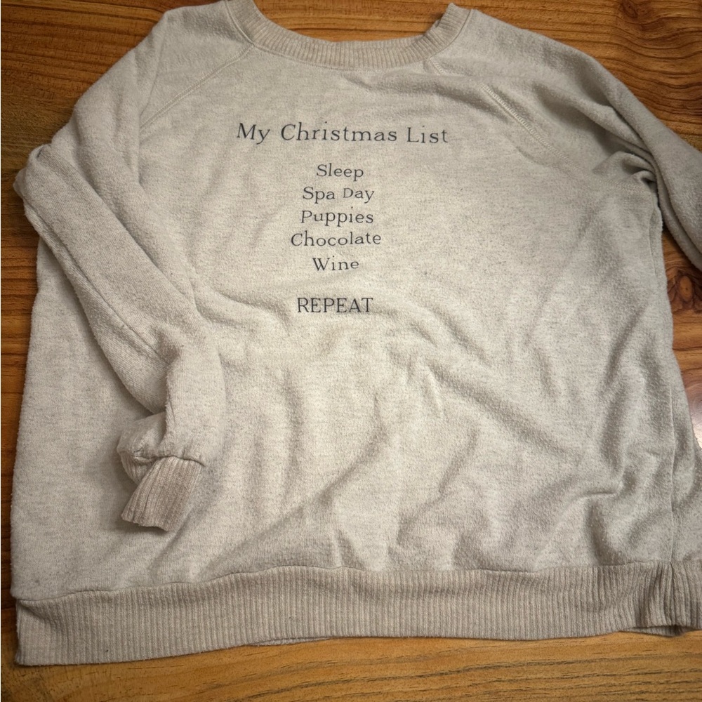 Project social T Beige Christmas List Sweater